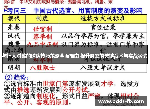与恒大对阵的球队技巧策略全面指南 提升胜率的关键战术与实战经验