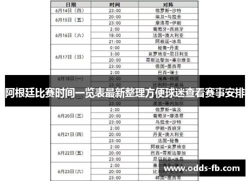 阿根廷比赛时间一览表最新整理方便球迷查看赛事安排